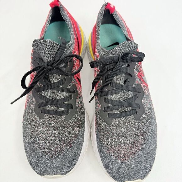 Nike Epic React Flyknit Mottle Black University Red Running Athletic Sneakers - Picture 8 of 16